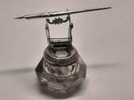 Inktpot kristal met zilver en pen zilver, Ophalen of Verzenden, Zilver
