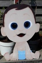 Geboortebord Vrolijke Baby met Blauwe Luier., Ophalen of Verzenden, Geboortebord