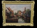 Antiek schilderij BRUGGE  gesigneerd., Antiek en Kunst, Ophalen of Verzenden