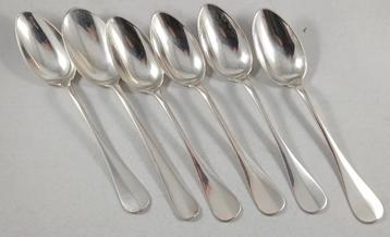 6 zilveren toespijslepels Hollands Glad antiek 800 zilver beschikbaar voor biedingen
