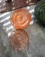 7 Gebaksbordjes roze/oranje persglas, Ophalen