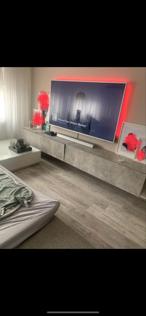 Tv kast betonlook 280cm - 2 delen, Huis en Inrichting, Kasten | Televisiemeubels, Gebruikt, Minder dan 100 cm, 200 cm of meer