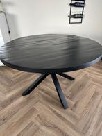 Eettafel zwart mango hout met spinpoot, Huis en Inrichting, Tafels | Eettafels, Ophalen, Rond, Zo goed als nieuw, Vier personen