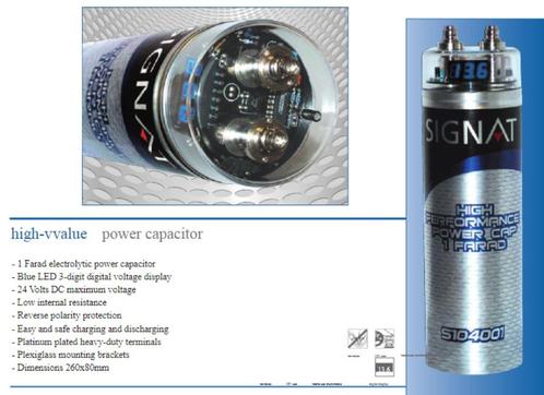 SIGNAT S104001 Condensator Powercap 1 Farad met LED Display, Auto diversen, Autospeakers, Zo goed als nieuw, Ophalen of Verzenden