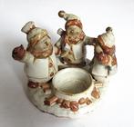 Sneeuwpoppen kring Geglazuurde Keramiek Kaarsenhouder., Antiek en Kunst, Ophalen of Verzenden