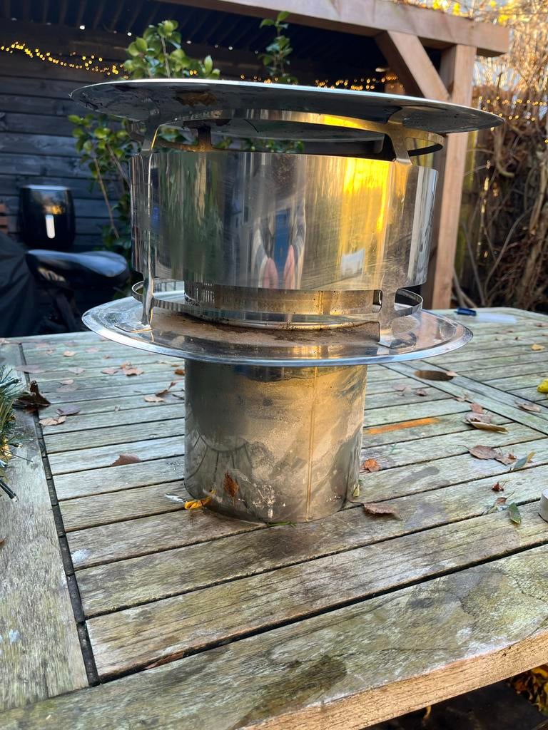 Schoorsteenkap RVS - Doorsnee 17cm, Doe-het-zelf en Verbouw, Buizen en Afvoer, Gebruikt, Ophalen of Verzenden