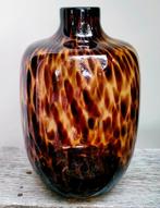 Glaskunst Glazen Vaas - Bruin Blank Gevlekt - 34x23CM, Ophalen of Verzenden, Zo goed als nieuw, Glas