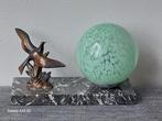 Art deco tafellamp bureaulamp duif op marmer, Ophalen of Verzenden