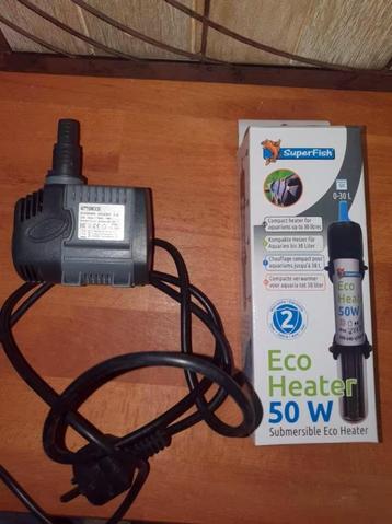 Aquarium pomp + Verwarmer (Eco heater 0-30 L)