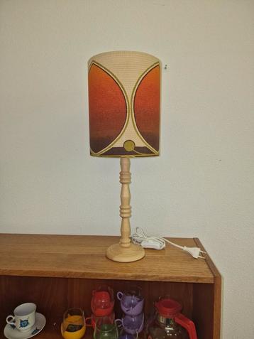 Vintage retro oranje bruin ecru lampenkap  beschikbaar voor biedingen