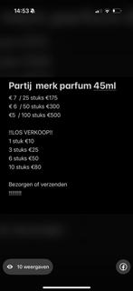 Partij Heren/ dames parfum   45ml - Diverse Merken!, Sieraden, Tassen en Uiterlijk, Uiterlijk | Parfum, Ophalen of Verzenden, Nieuw
