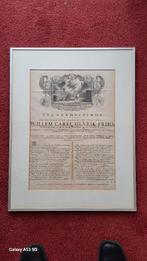 lofschrift op stadhouder Willem 4, Antiek en Kunst, Curiosa en Brocante, Ophalen of Verzenden