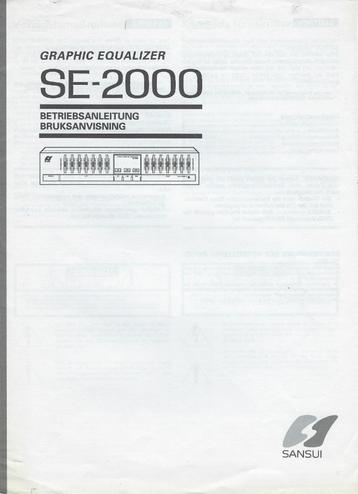 HANDLEIDING BOEK DUITS-Anleitung = Sansui Equalizer: SE-2000 beschikbaar voor biedingen
