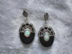 Prachtige Zilver Art Deco Oorstekers - Opaal en Zwarte Onix, Sieraden, Tassen en Uiterlijk, Antieke sieraden, Verzenden, Zilver