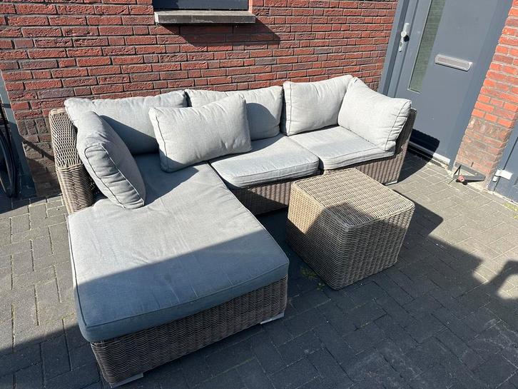Fonteyn loungeset / loungebank met tafel / hocker, Tuin en Terras, Tuinsets en Loungesets, Zo goed als nieuw, Wicker, Hocker, Ophalen