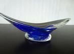 Vintage mooi zwaar KRISTALLEN BLAUW/ BLANK SCHAALTJE, Antiek en Kunst, Antiek | Glas en Kristal, Ophalen of Verzenden