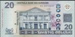 Suriname bankbiljet 20 Dollars 2019 Central Bank building, Los biljet, Ophalen of Verzenden, Zuid-Amerika