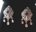 Witgouden oorbellen met druzy regenboog agaat 10 karaats, Hangers, Verzenden, Wit, Zo goed als nieuw