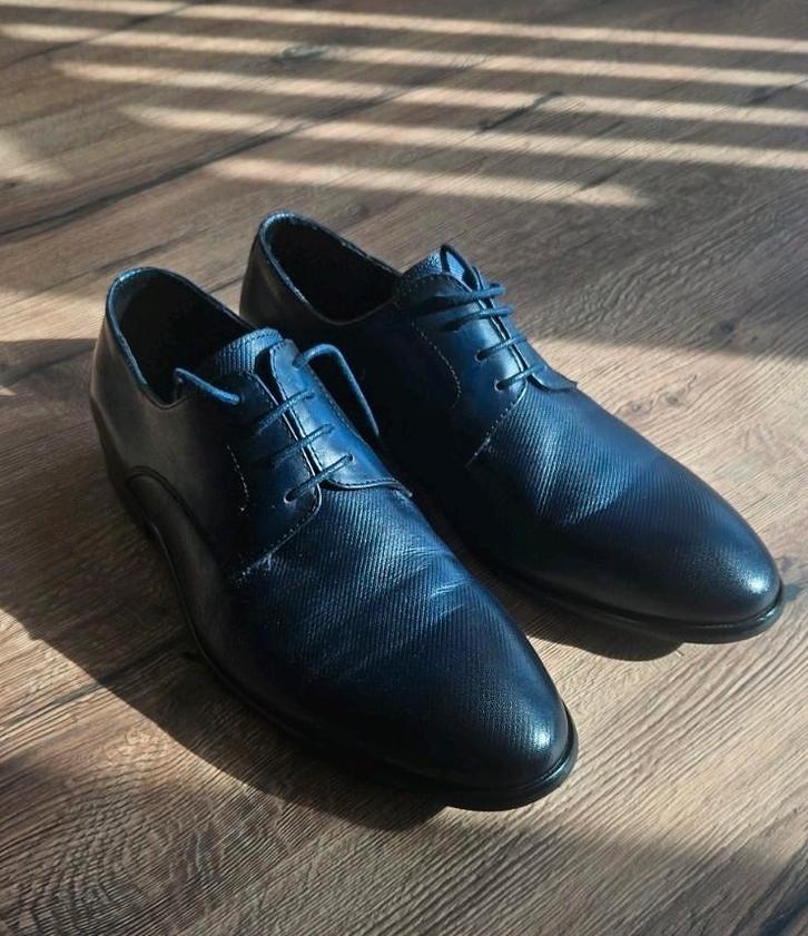 Herenschoenen, leer Navy blauw maat 41 | Berto Lucci Milano, Kleding | Heren, Schoenen, Zo goed als nieuw, Veterschoenen, Blauw