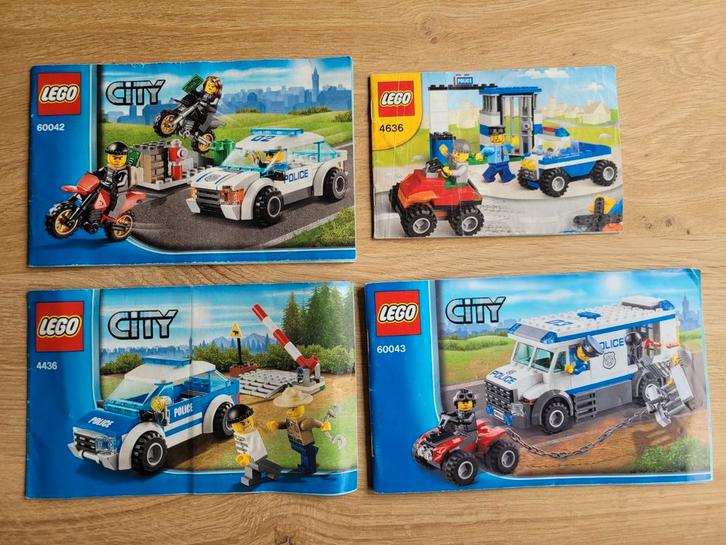 4 lego politiesets 60042, 60043, 4636, 4436, Kinderen en Baby's, Speelgoed | Duplo en Lego, Gebruikt, Ophalen of Verzenden