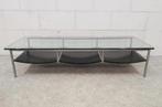 Design salontafel Metaform, rvs en glas, Huis en Inrichting, Ophalen, 100 tot 150 cm, 50 tot 100 cm, Zo goed als nieuw