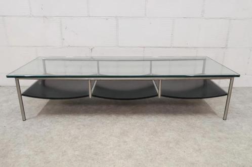 Design salontafel Metaform, rvs en glas, Huis en Inrichting, Tafels | Salontafels, Zo goed als nieuw, Minder dan 50 cm, 50 tot 100 cm