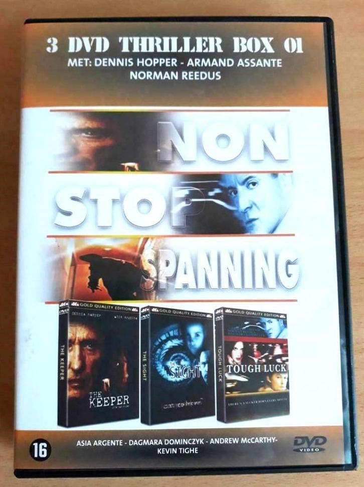 Thriller Box -The keeper/The sight/Tough luck -Dennis Hopper, Cd's en Dvd's, Dvd's | Thrillers en Misdaad, Zo goed als nieuw, Actiethriller
