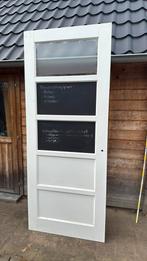Massief houten binnendeur met twee krijtbord panelen en glas, Doe-het-zelf en Verbouw, Deuren en Horren, Ophalen, 80 tot 100 cm