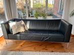 Zwart leren design bank - 2 stuks, Huis en Inrichting, Banken | Bankstellen, Gebruikt, Driepersoons, Ophalen of Verzenden, Rechte bank