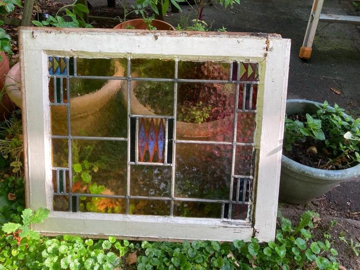 2 glas in lood ramen, Doe-het-zelf en Verbouw, Glas en Ramen, Gebruikt, Gevelraam of Ruit, Minder dan 80 cm, Minder dan 80 cm