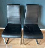 4 x eetkamerstoelen zwart met chroom voet 5 eur per stuk, Huis en Inrichting, Stoelen, Ophalen, Zwart, Modern strak, Vier