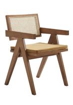 OHNO Furniture Houston - Houten Kantoorstoel - Walnoot, Niet ingevuld, Overige kleuren, Riet of Rotan, Niet ingevuld