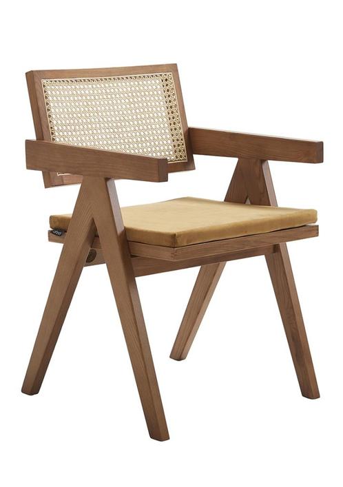 OHNO Furniture Houston - Houten Kantoorstoel - Walnoot, Huis en Inrichting, Stoelen, Nieuw, Eén, Hout, Riet of Rotan, Stof, Overige kleuren