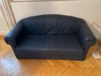 Donkerblauwe lederen slaapbank, Huis en Inrichting, Ophalen, Gebruikt, 150 tot 200 cm, Tweepersoons