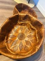 Marokkaanse leren poef twee stuks, Huis en Inrichting, Banken | Voetenbanken en Poefen, Ophalen, Rond, Nieuw, 50 tot 75 cm