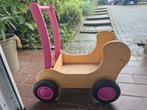 Houten loopwagen / poppenwagen met roze accenten, Ophalen, Zo goed als nieuw