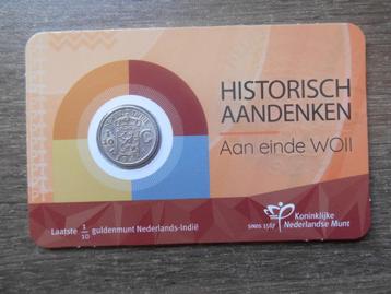 1/10de Gulden Nederlands-Indië 1939 - 1945 in coincard 1941P beschikbaar voor biedingen