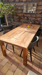 Teak houten tafel inclusief 4 stoelen, Huis en Inrichting, Tafels | Eettafels, Ophalen, Gebruikt, Teakhout, 200 cm of meer