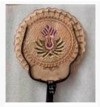 Handgemaakte waaier leer mooi beschilderd Indonesië 29 cm, Antiek en Kunst, Ophalen of Verzenden