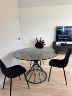 Eettafel met stoelen, zwart, Huis en Inrichting, Tafels | Eettafels, Ophalen, 100 tot 150 cm, Rond, 50 tot 100 cm