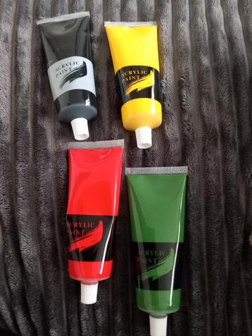 acryl verf zwart geel rood groen beschikbaar voor biedingen