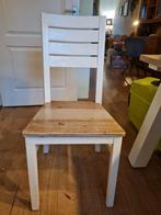 6 stevige houten eetkamerstoelen, Huis en Inrichting, Stoelen, Ophalen, Gebruikt, Wit, Landelijk
