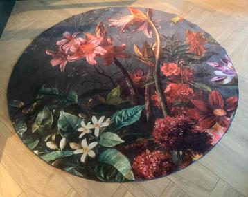 Groot Vloerkleed Rond met Bloemmotief 170 cm beschikbaar voor biedingen