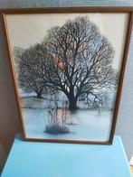 Vintage lijst met poster zonsondergang eiken boom, Ophalen