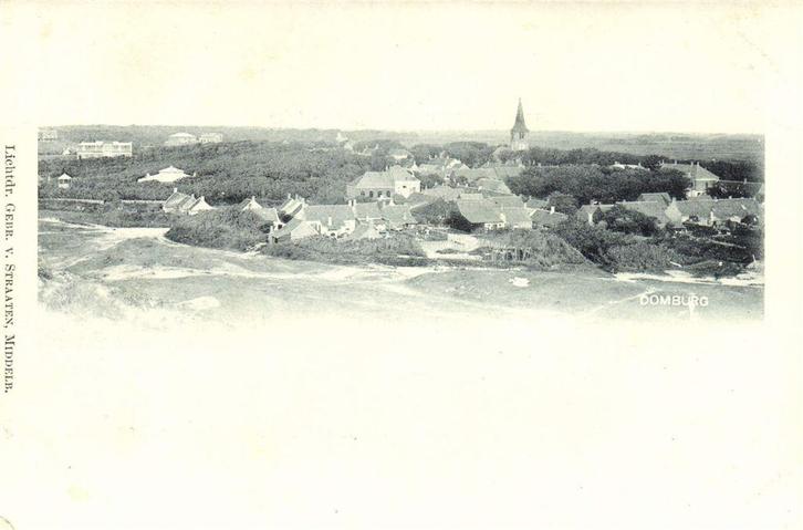 Domburg - panorama, gezicht op - ongelopen, Verzamelen, Ansichtkaarten | Nederland, Ongelopen, Zeeland, Voor 1920, Ophalen of Verzenden