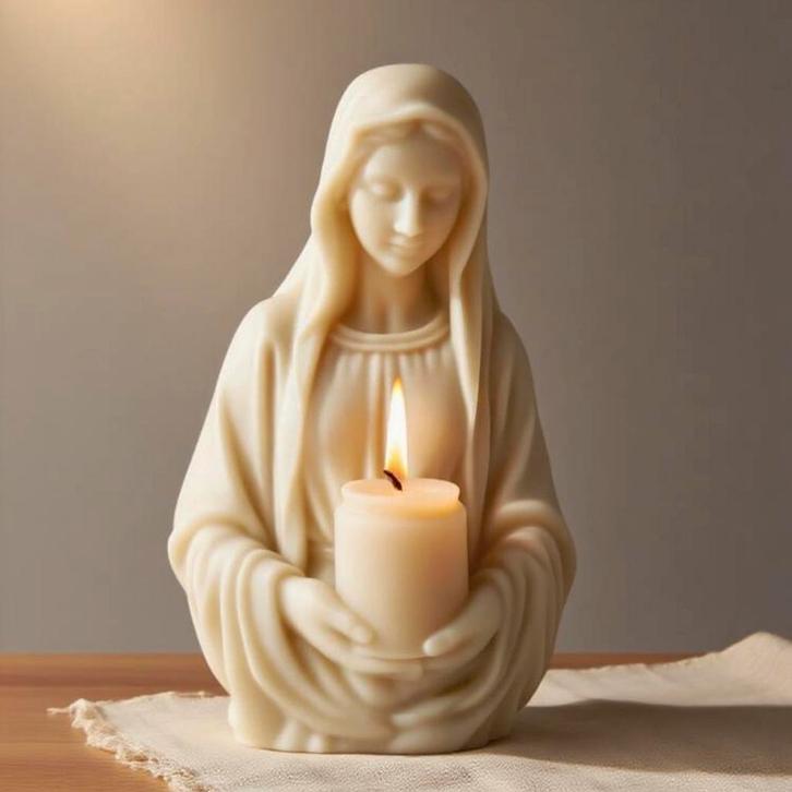 Nieuwe mal Maria met kaars, Huis en Inrichting, Woonaccessoires | Kandelaars en Kaarsen, Nieuw, Minder dan 25 cm, Overige materialen