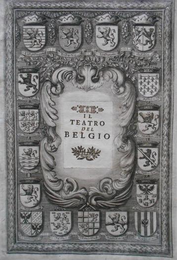 Gravure titelpagina van het boek "Teatro del Belgio 1673 beschikbaar voor biedingen