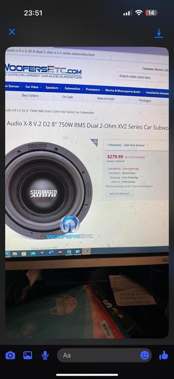 Gezocht subdown subwoofer 8 inch bied maar aa  beschikbaar voor biedingen
