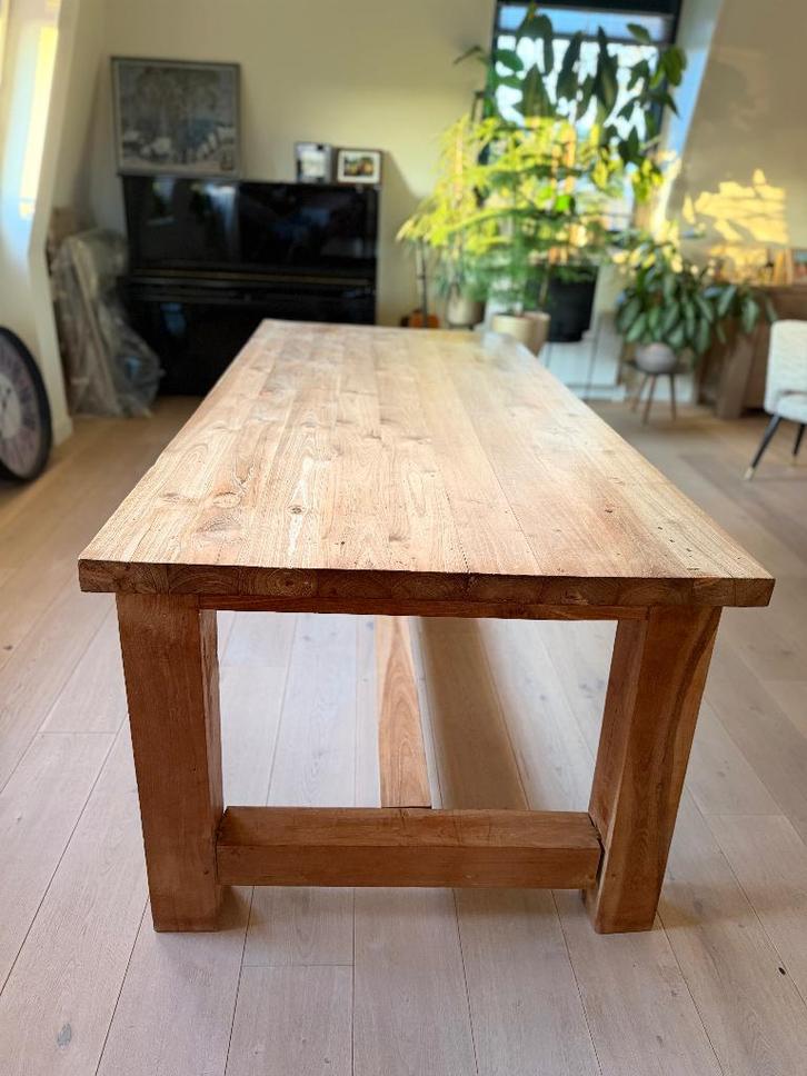 Bijna gratis Mooie teakhouten eettafel, Huis en Inrichting, Tafels | Eettafels, Zo goed als nieuw, 50 tot 100 cm, 200 cm of meer