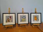 Partij 21 -vogels met lijst - eigen werk - vogelschilderijen, Ophalen of Verzenden